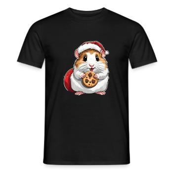 Hamster Design , Süßer Hamster , Keks , Weihnacht - Männer T-Shirt - Schwarz - Vorne - AI Model Male 178 light (178cm)