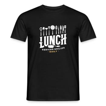 Mittagessen Täglich ein Lächeln servieren - Männer T-Shirt - Schwarz - Vorne - AI Model Male 178 light (178cm)