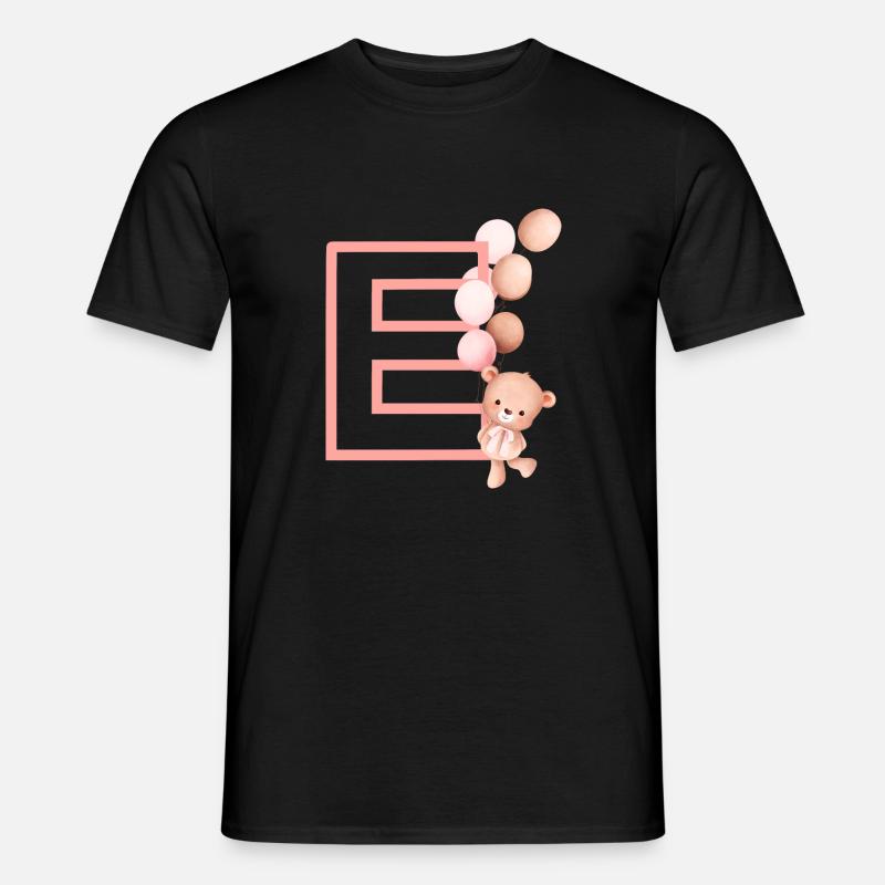 Letter e pink bear - Men’s T-shirt - black