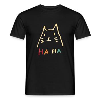 Katze Haha Retro Ironie - Männer T-Shirt - Schwarz - Vorne - AI Model Male 178 light (178cm)