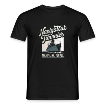 Navigateur Timonier Marine Nationale - T-shirt homme - noir - Devant - AI Model Male 178 light (178cm)