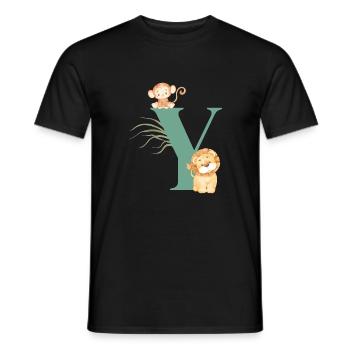 Letter y green jungle animals - Men's T-Shirt - black - Front - AI Model Male 178 light (178cm)