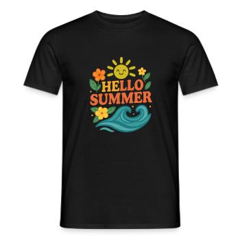 hello summer | Sommer Design - Männer T-Shirt - Schwarz - Vorne - AI Model Male 178 light (178cm)