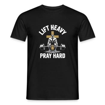 Heben Schwer Beten Hart Christliches Gewichtheben - Männer T-Shirt - Schwarz - Vorne - AI Model Male 178 light (178cm)