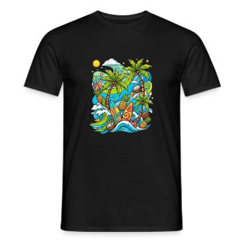 Tropical holiday pattern - Men's T-Shirt - black - Front - AI Model Male 178 light (178cm)