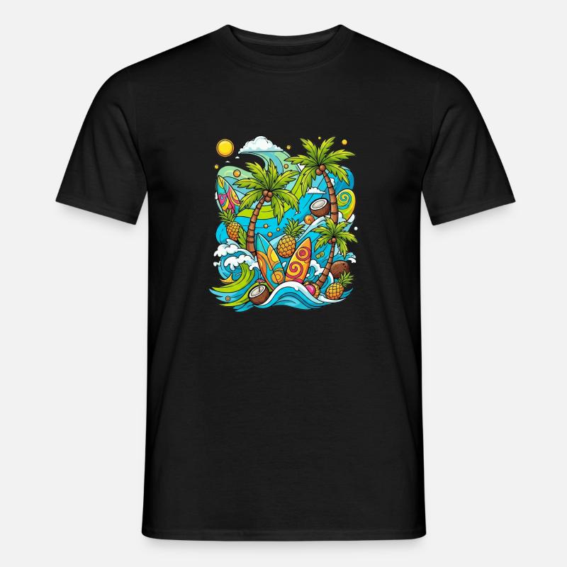 Tropisches Urlaubsmuster - Männer T-Shirt - Schwarz