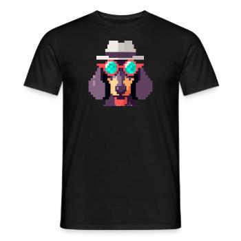 Dackel Hipster Pixel Art Hundeliebhaber - Männer T-Shirt - Schwarz - Vorne - AI Model Male 178 light (178cm)