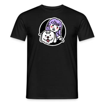 Mädchen mit einem Pitbull Hund Terrier - Männer T-Shirt - Schwarz - Vorne - AI Model Male 178 light (178cm)