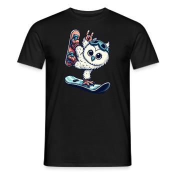Hibou snowboard harfang des neiges vacances aux sports d'hiver - T-shirt homme - noir - Devant - AI Model Male 178 light (178cm)