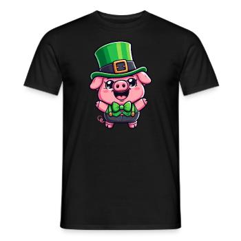 St. Patricks Day Schwein Cartoon - Männer T-Shirt - Schwarz - Vorne - AI Model Male 178 light (178cm)