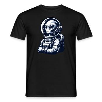 Astronaut meets proud alien - Men's T-Shirt - black - Front - AI Model Male 178 light (178cm)