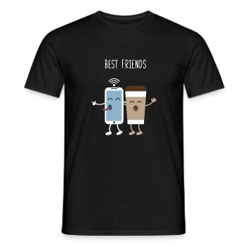 Bestfriends. Phone. Coffee. Cafe. Activity - Men's T-Shirt - black - Front - AI Model Male 178 light (178cm)