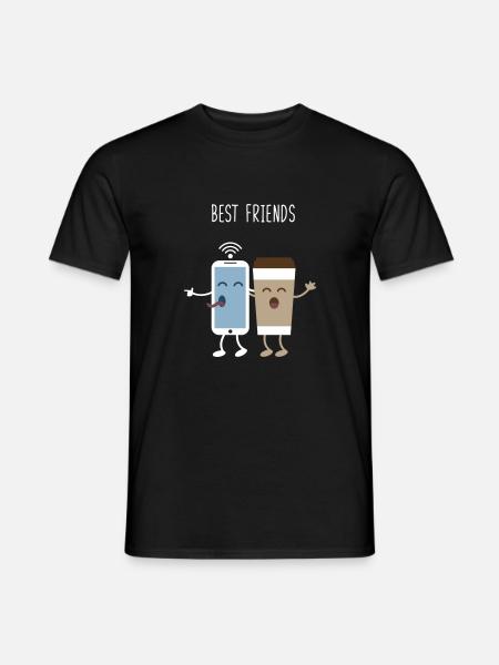 Meilleurs amis. Téléphone. café. Café. activité - T-shirt homme - noir
