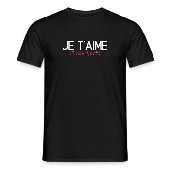 T shirt je t'aime très fort. Cadeau amour - T-shirt homme - noir - Devant - AI Model Male 178 light (178cm)