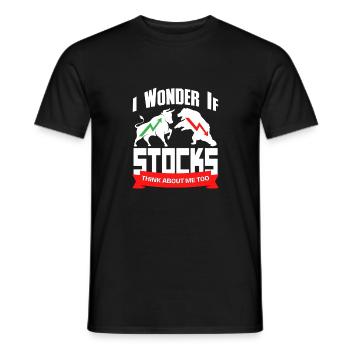 Ich frage mich, ob Aktien auch an mich denken, Daytrader - Männer T-Shirt - Schwarz - Vorne - AI Model Male 178 light (178cm)