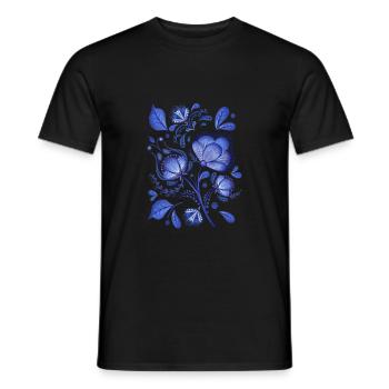 Blaue Blumen Muster - Männer T-Shirt - Schwarz - Vorne - AI Model Male 178 light (178cm)