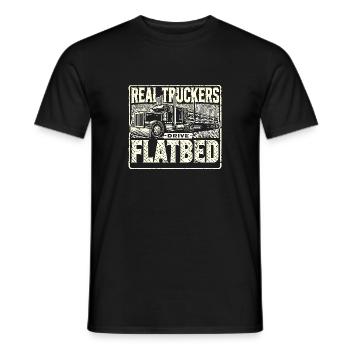 Echte Trucker fahren Tieflader - Männer T-Shirt - Schwarz - Vorne - AI Model Male 178 light (178cm)