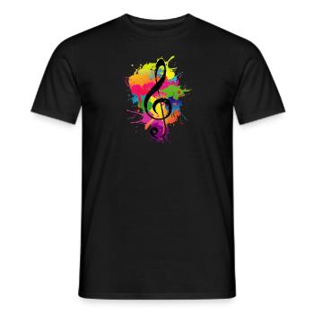 La clé de sol colorée éclabousse la théorie de la musique - T-shirt homme - noir - Devant - AI Model Male 178 light (178cm)