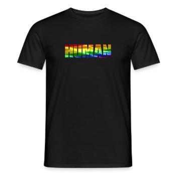 HUMAN LGBT Flag - Men's T-Shirt - black - Front - AI Model Male 178 light (178cm)