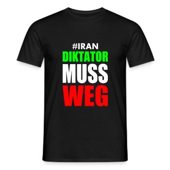 diktator muss weg iran - Männer T-Shirt - Schwarz - Vorne - AI Model Male 178 light (178cm)
