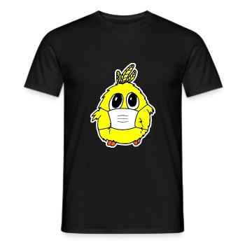 Chicken cute chick with mask cutie mask - Men's T-Shirt - black - Front - AI Model Male 178 light (178cm)
