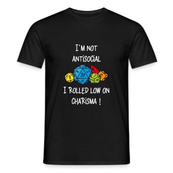 Ich bin nicht asozial, ich habe wenig Charisma! - Männer T-Shirt - Schwarz - Vorne - AI Model Male 178 light (178cm)