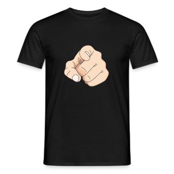 Doigt main index doigt design cadeau provocateur - T-shirt homme - noir - Devant - AI Model Male 178 light (178cm)