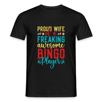 Jeu de bingo Fière épouse d’un joueur de bingo - T-shirt homme - noir - Devant - AI Model Male 178 light (178cm)