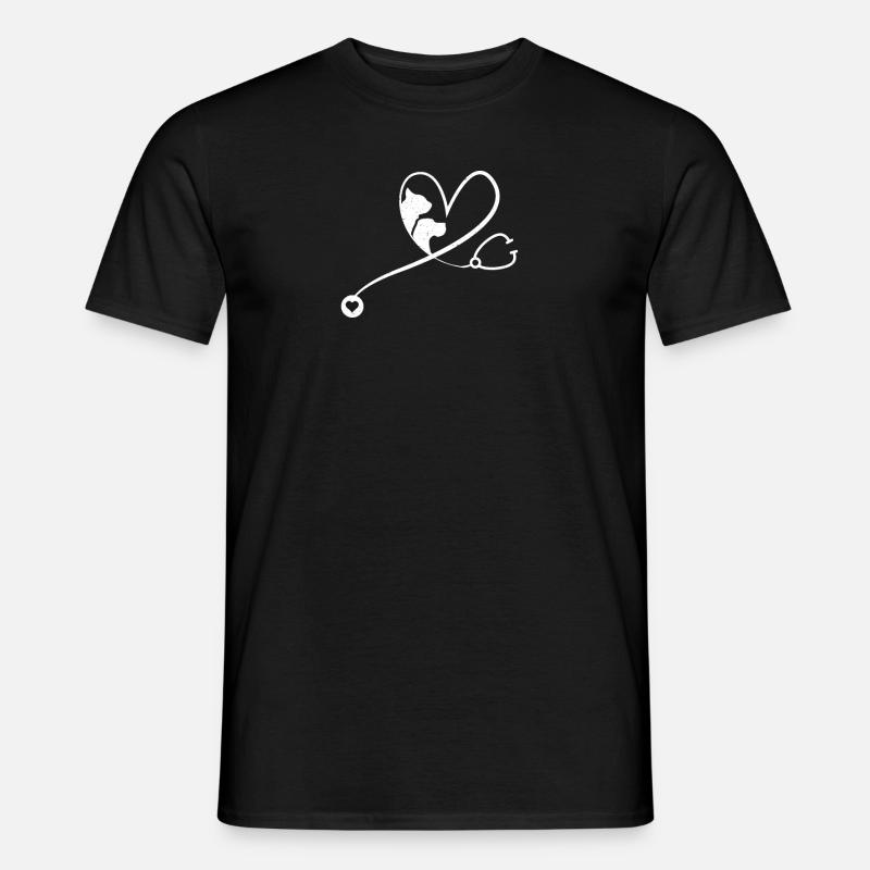 Vet Tech Stethoscope Heart - Männer T-Shirt - Schwarz