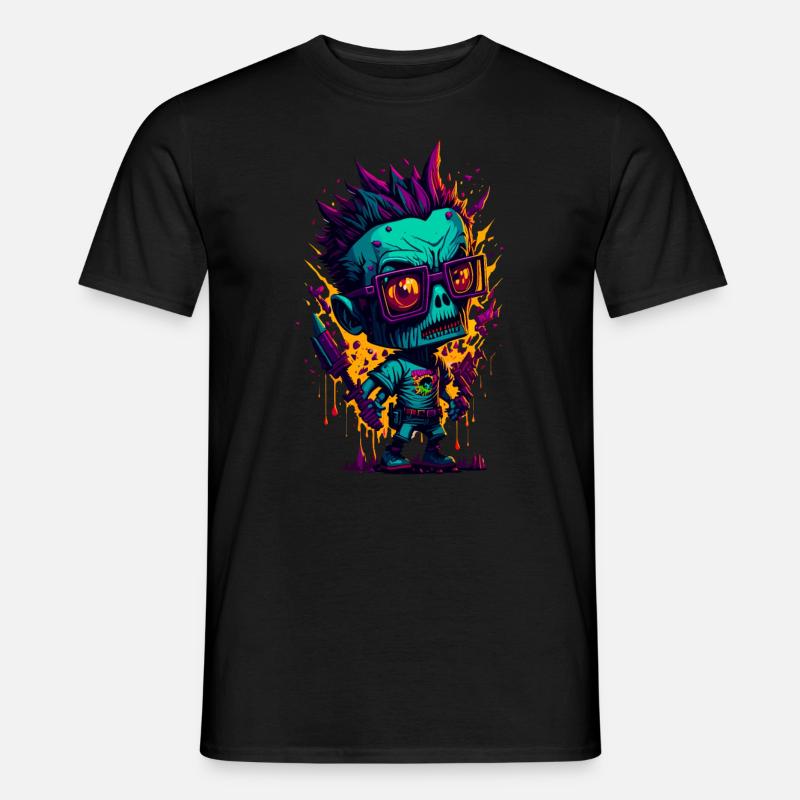Bunter cooler Zombie - Männer T-Shirt - Schwarz