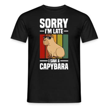 Capybara niedlich | Capy Capybaras Tiere Geschenke - Männer T-Shirt - Schwarz - Vorne - AI Model Male 178 light (178cm)