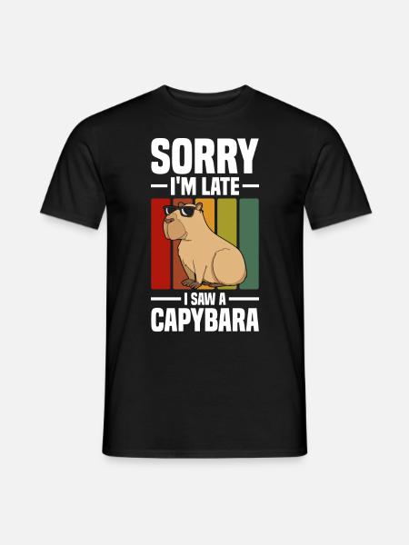 Capybara niedlich | Capy Capybaras Tiere Geschenke - Männer T-Shirt - Schwarz