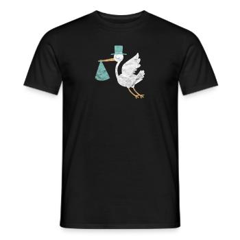 Birth pregnant baby son stork gift baptism - Men's T-Shirt - black - Front - AI Model Male 178 light (178cm)