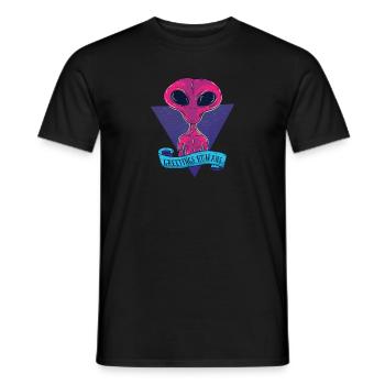 Alien Ufo Greeting Humans Cadeau De Dessins Animés - T-shirt homme - noir - Devant - AI Model Male 178 light (178cm)