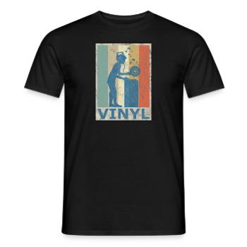 Retro Vintage Style DJ Deejee Vinyl Schallplatte - Männer T-Shirt - Schwarz - Vorne - AI Model Male 178 light (178cm)