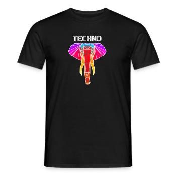 techno elephant - Men's T-Shirt - black - Front - AI Model Male 178 light (178cm)