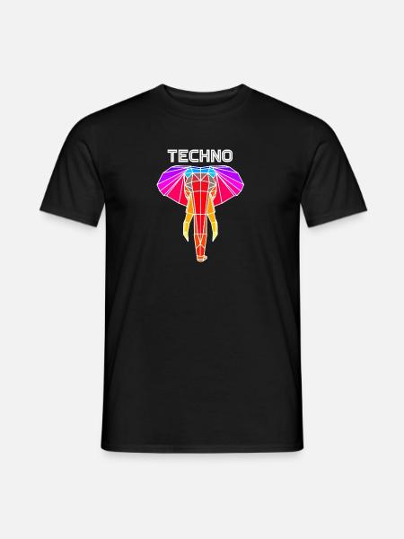 éléphant techno - T-shirt homme - noir