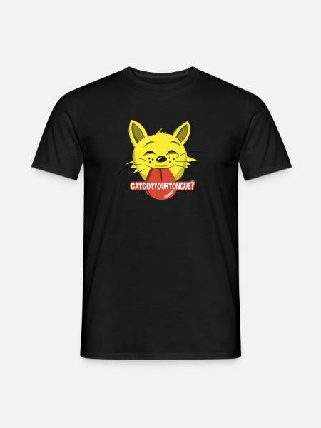 Katze Zunge Haustier Cat Comic - Männer T-Shirt - Schwarz