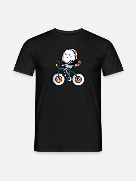 Sushi auf einem Fahrrad - Männer T-Shirt - Schwarz