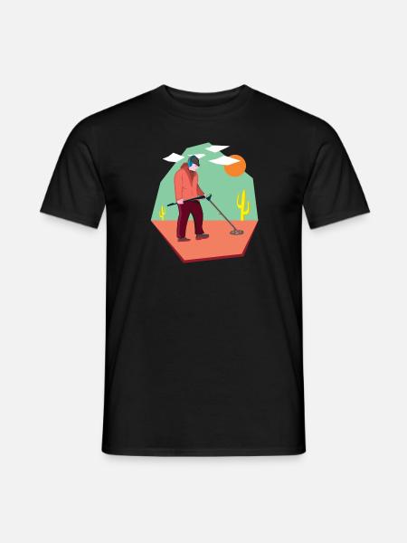 Sondler dans le désert à la chasse au trésor avec une sonde - T-shirt homme - noir