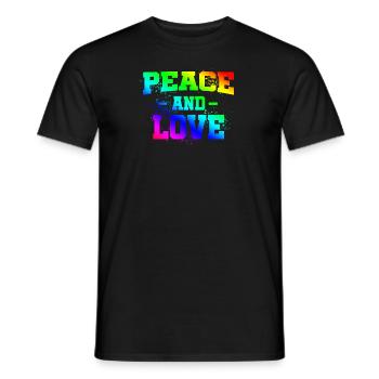 Peace and Love, Regenbogen - Männer T-Shirt - Schwarz - Vorne - AI Model Male 178 light (178cm)