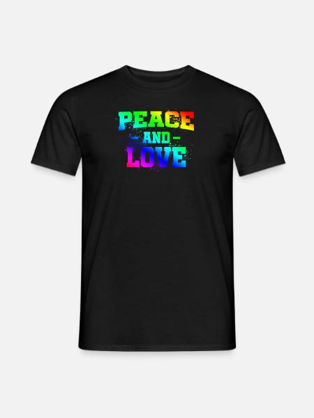 Peace and Love, rainbow - Men's T-Shirt - black