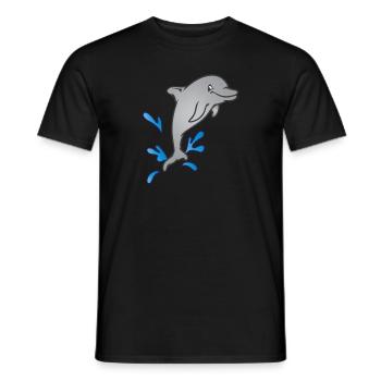 Dolphin dolphin jumps out of the water - Men's T-Shirt - black - Front - AI Model Male 178 light (178cm)