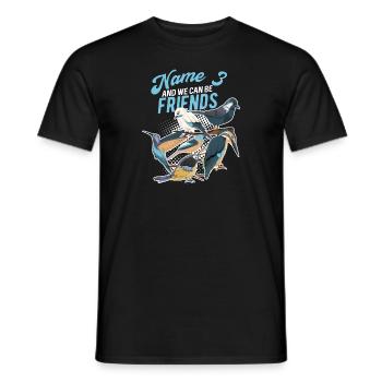 Nom 3 et nous pouvons être amis - Observation des oiseaux - T-shirt homme - noir - Devant - AI Model Male 178 light (178cm)