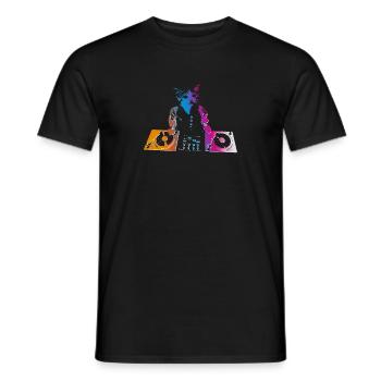 DJ CAT - Men's T-Shirt - black - Front - AI Model Male 178 light (178cm)
