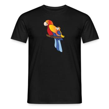Parrots family mother and child on a branch - Men's T-Shirt - black - Front - AI Model Male 178 light (178cm)
