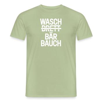 Waschbrett Waschbär Bauch Geschenk - Männer T-Shirt - Sage - Vorne - AI Model Male 178 light (178cm)