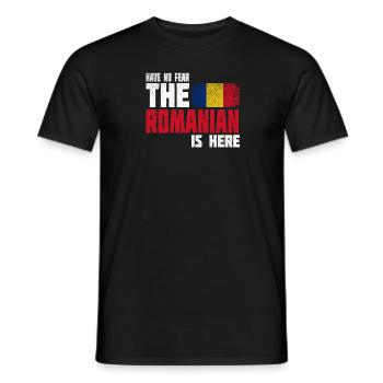 Idée cadeau cadeau bannière bannière Roumanie - T-shirt homme - noir - Devant - AI Model Male 178 light (178cm)