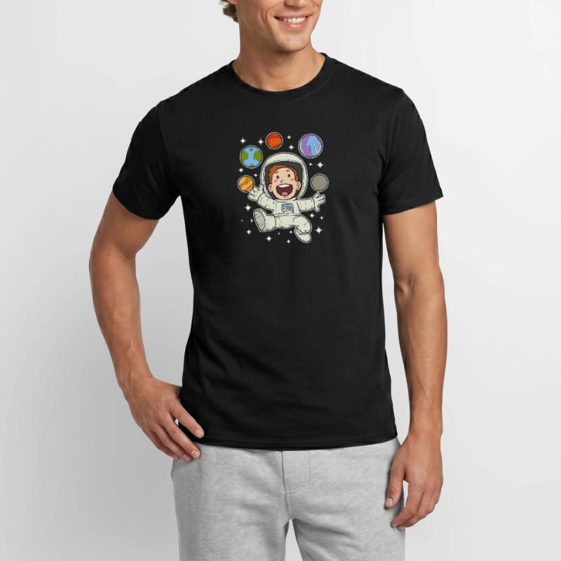 Astronaute planète étoile espace espace spatial T-shirt homme