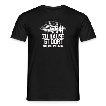 Wohmobil home = où nous stationnons le cadeau - T-shirt homme - noir - Devant - AI Model Male 178 light (178cm)